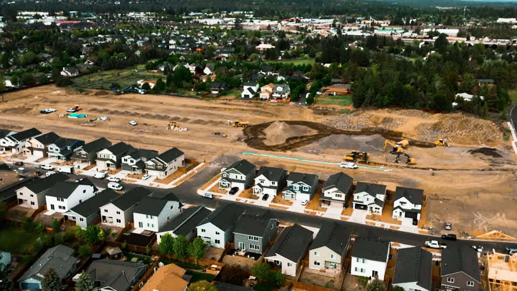 Aerial of a Central Oregon subdivision development graded by Steele Earthworks